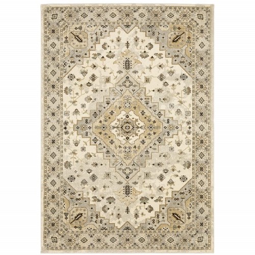 Устойчивый к пятнам коврик Oriental Power Loom 6 X 9 Бежевых, Серых, Коричнево-коричневых оттенков