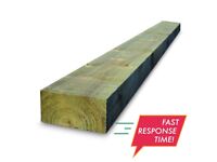 NEW GREEN TREATED SOFTWOOD RAILWAY SLEEPERS, VERY SUBSTANTIAL