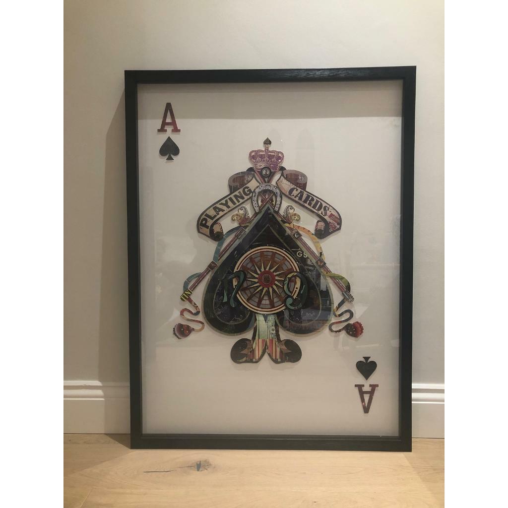 OKA Framed Pair of Ace of Spades & Hearts Collages Multi in Barnes, London Gumtree