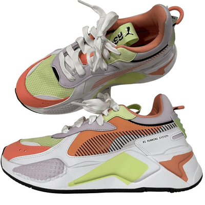 PUMA RS X Running System Women s Sneakers White Orange Green Lilac 7.5