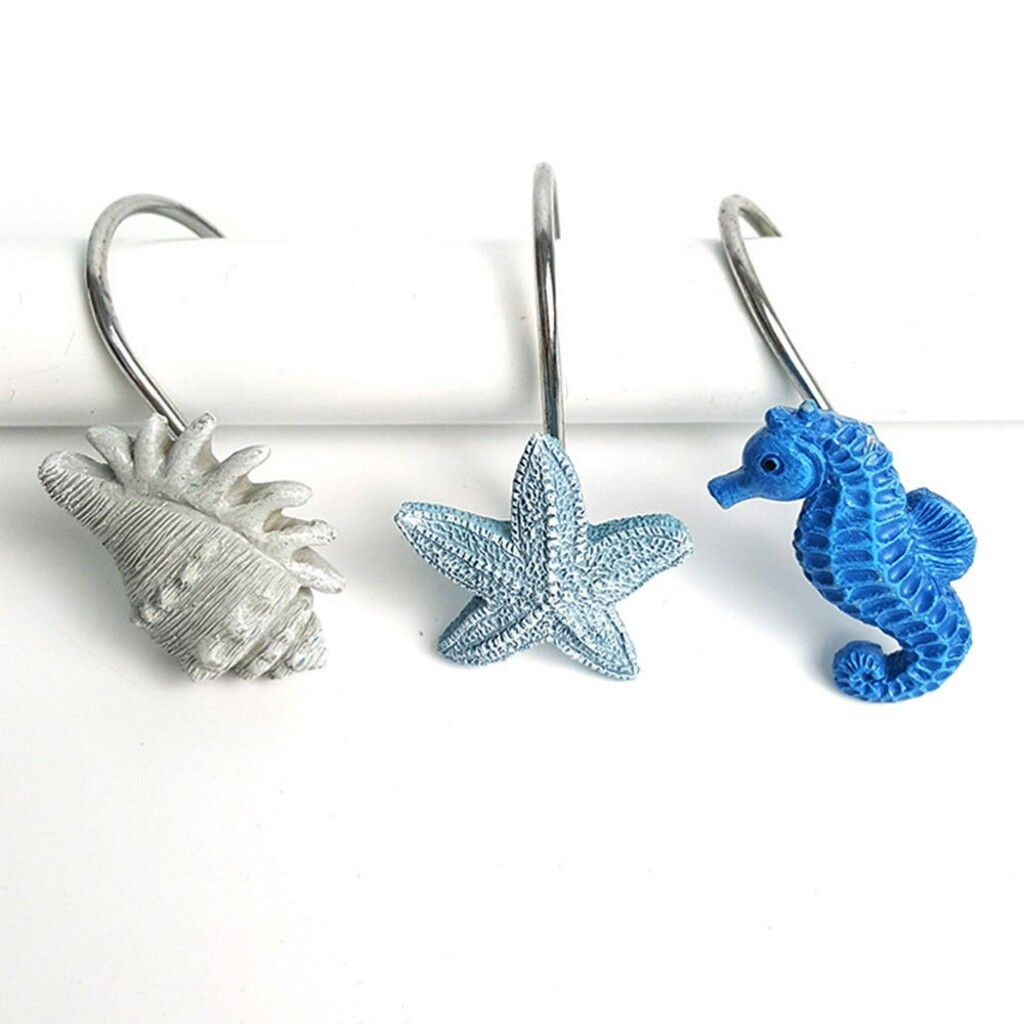12pcs Shower Curtain Hook Useful Seashell Bathroom Holder Supplies