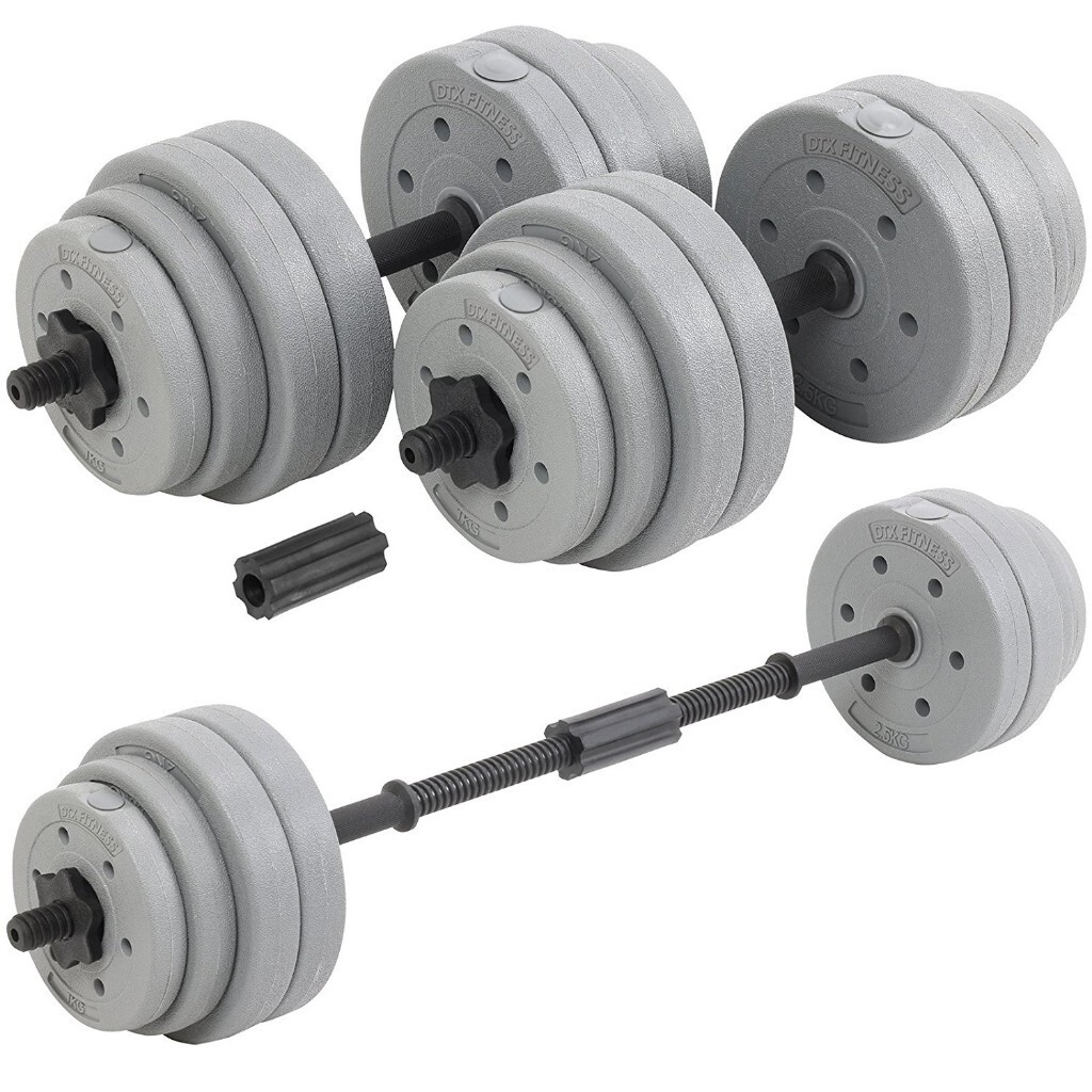 DTX Fitness 30Kg Adjustable Weight Lifting Dumbbell Barbell Bar