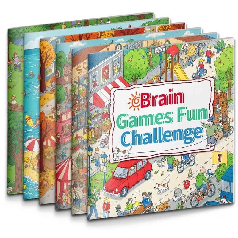 Kids Brain Games Puzzle Book Set Word Search Seek Find Logic Activity 6Books Fun