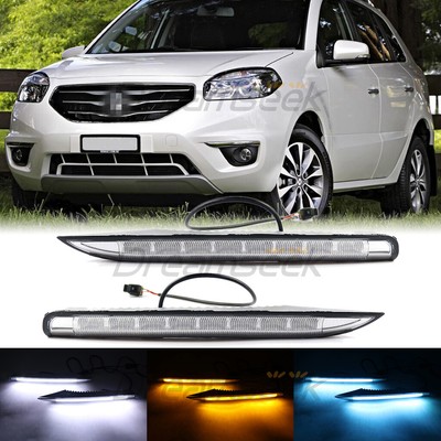 3 Color LED Fog Lamp For Renault Koleos Facelift Mdoel 2011-2014 DRL Day Light