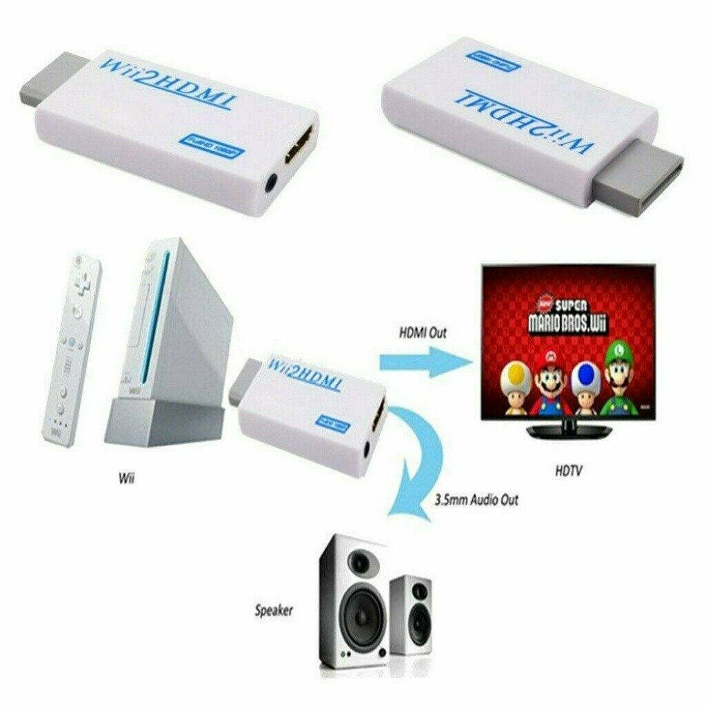 Wii zu HDMI Wii2 HDMI Full HD 1080P HDTV Konverter Adapter mit Kabel DHL