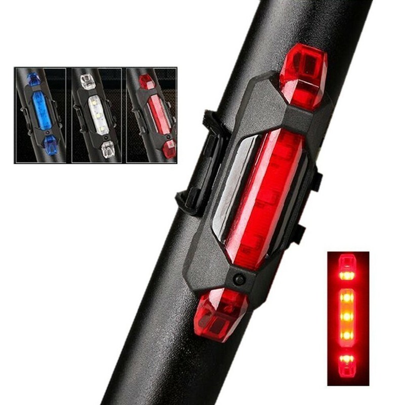 5LED USB Rechargeable Bike Light Helmet Light Tail Light Waterproof Safety Light