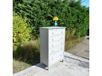 Vintage Chest of Drawers. Shabby Chic, Pale Grey. Delivery Available