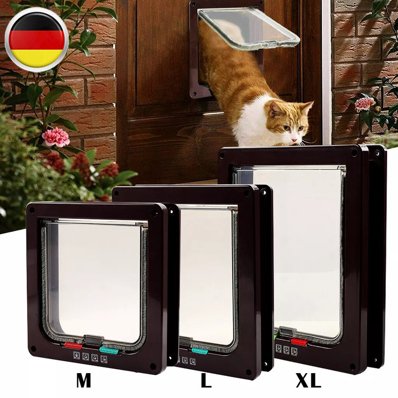 Katzenklappe KatzentÃ¼R Hundeklappe S-Xl Eingangskontrolle System Hunde 4-Wege