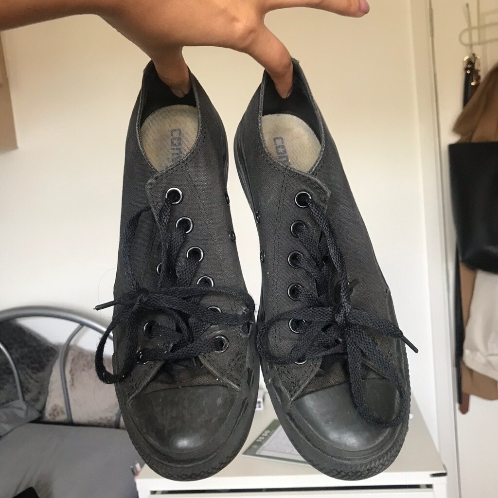 converse all star low black mono canvas