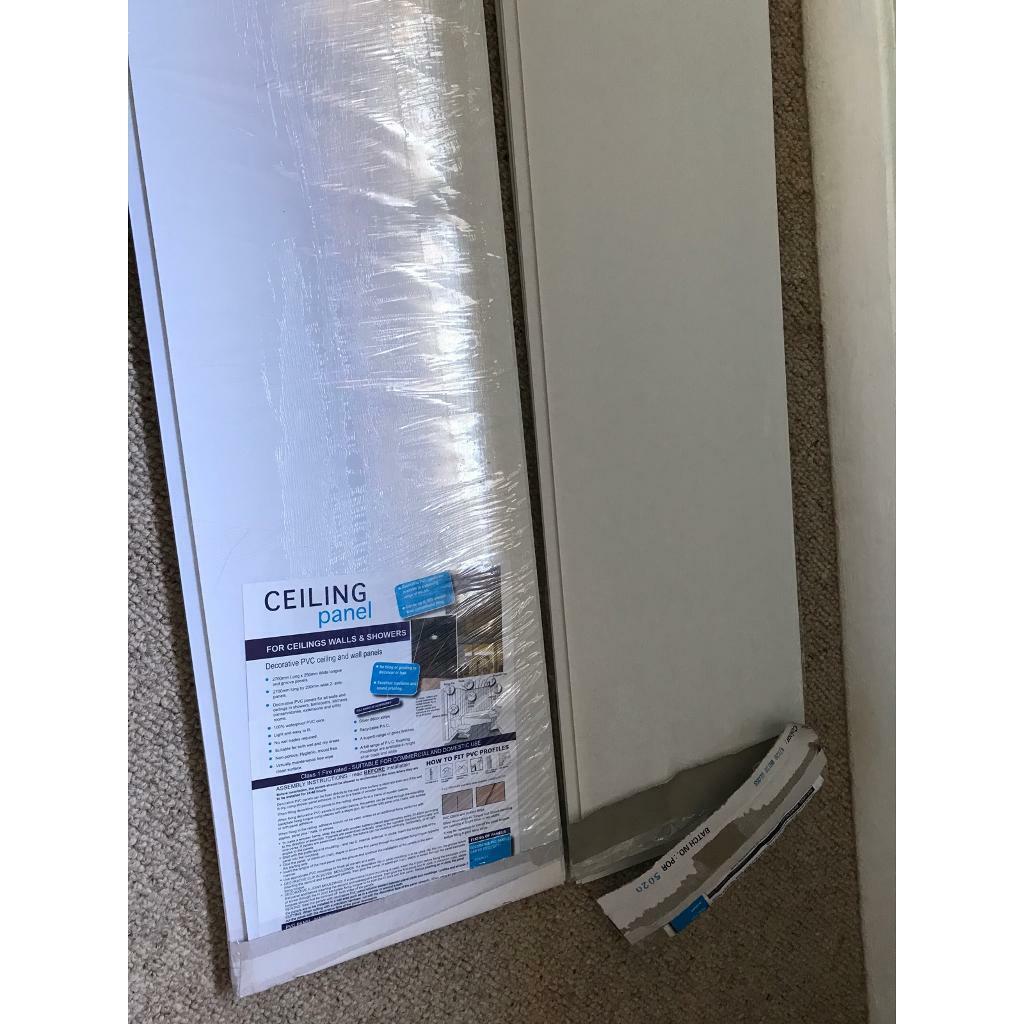 White Gloss Ceiling Panels 7 panels x 2.2m long x 250mm wide. in