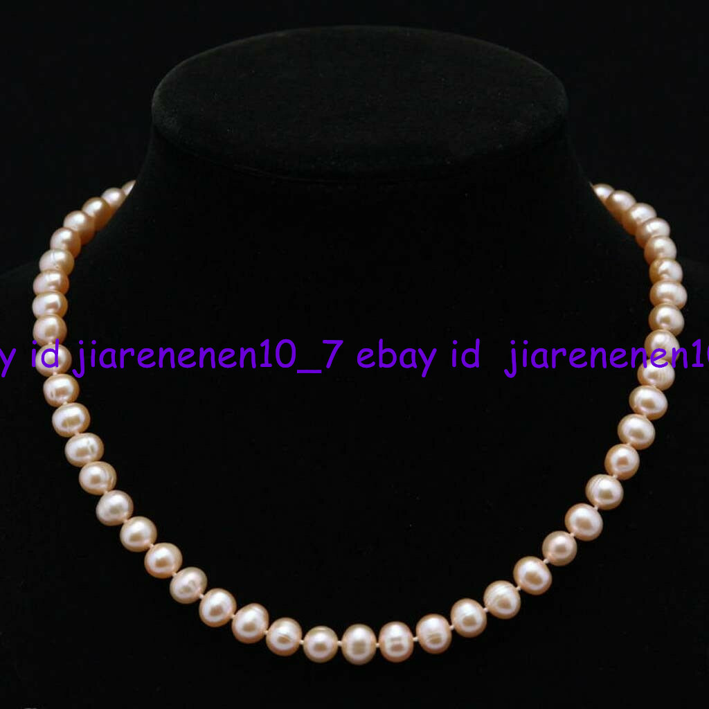 MUSEE ART ■ Rosa Natural Pearl Necklace ネックレス Authentic Natural 7-8mm Pink Freshwater Pearl Necklace 18