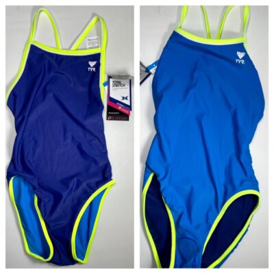 TYR Hydra Span Double Binding Reversible DiamondFit One Piece Swimsuit Blue 30 S
