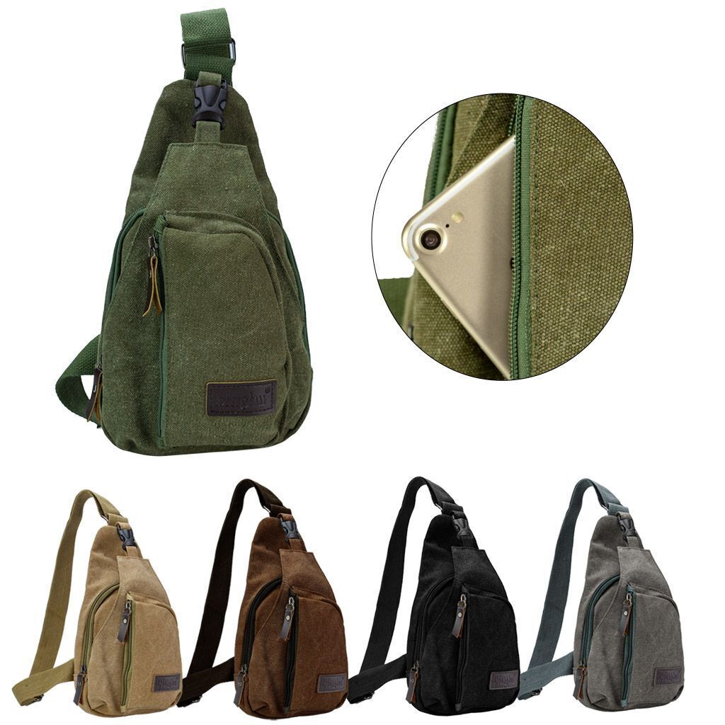 Plain Men Canvas Shoulder Bag Crossbody Messenger Sling Ches