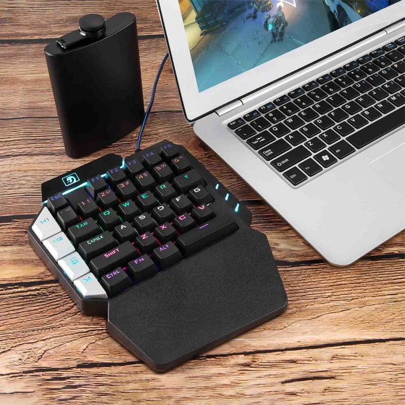 38 Keys Single One Hand Mechanical Gaming Keyboard USB Wired For PUBG LOL Gamer