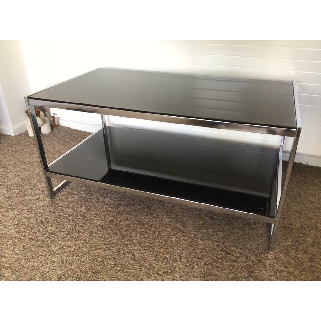 Coffee table / tv stand black glass & chrome in Poole, Dorset Gumtree