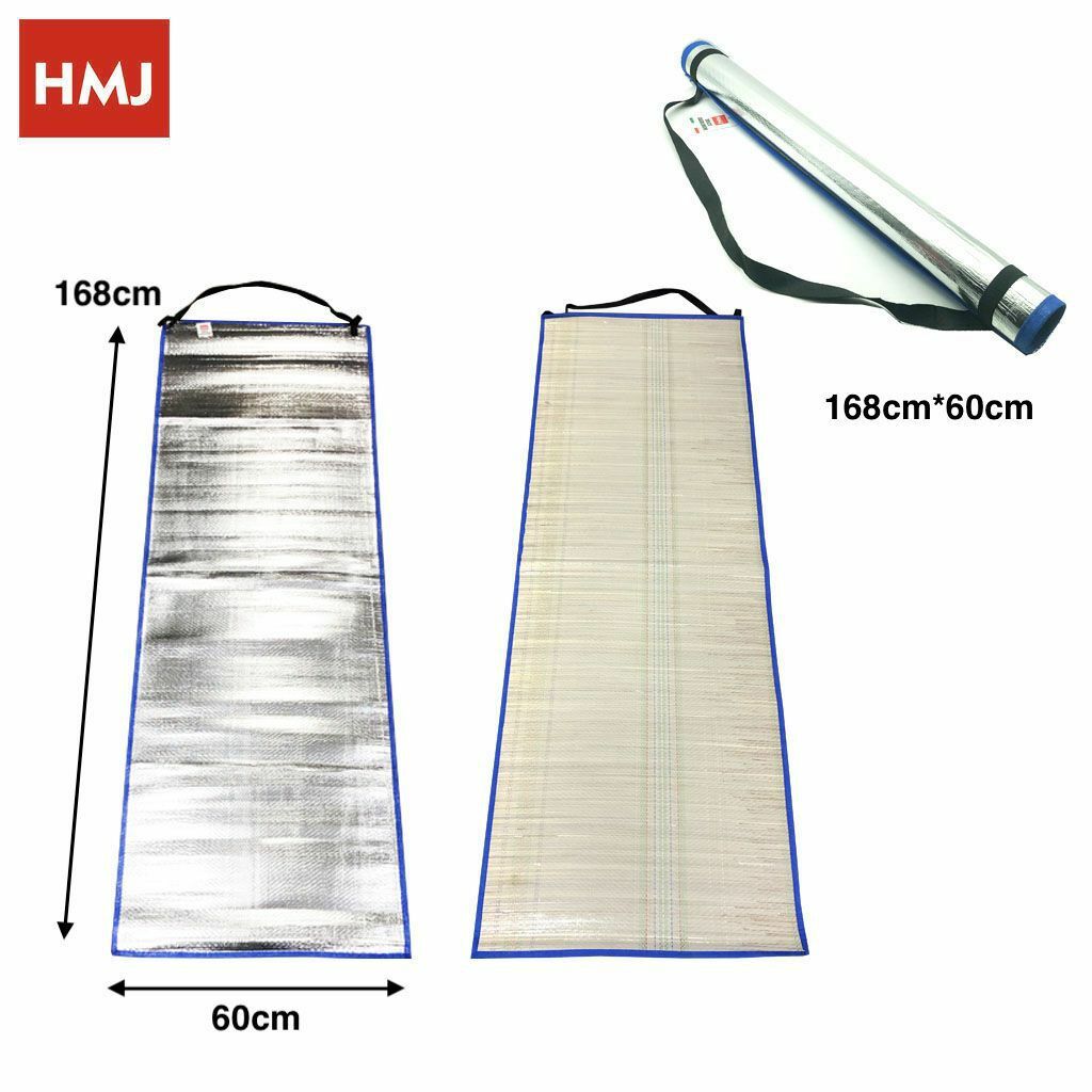 Stuoia Per Spiaggia Mare 168x60Cm In Paglia E Alluminio Avvolgibile hmj