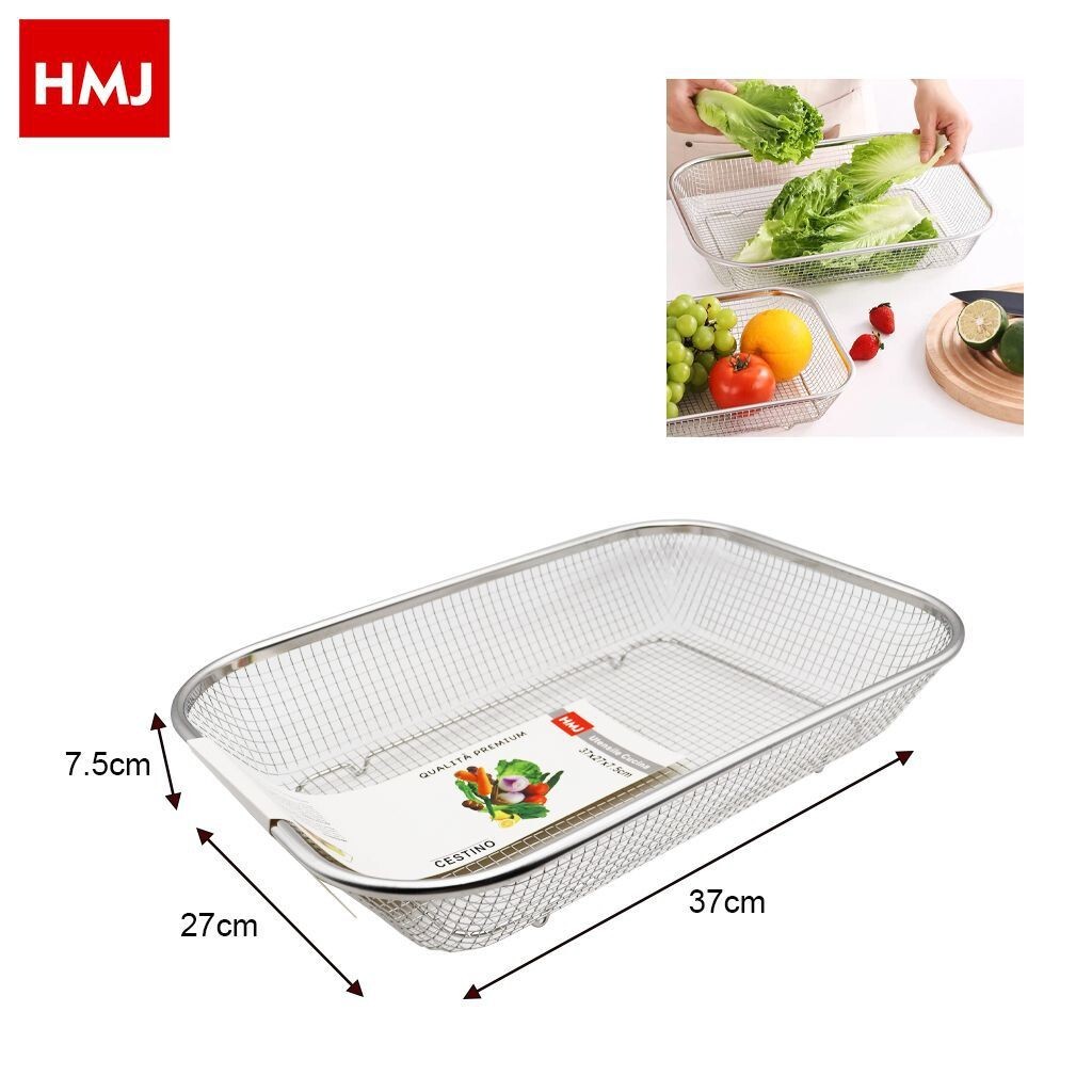 Cestino Cestello Colino Setaccio Rettangolare Scola Pasta Verdura 37x27cm hmj
