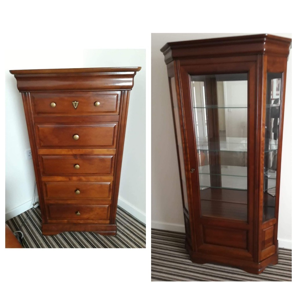 Ernest Menard solid wood China display and matching drawers