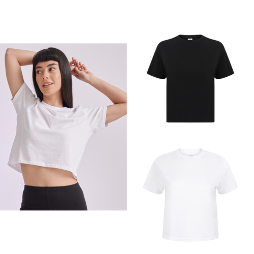 SF Women's Cropped Stretched Boxy Tee (SK237) - Ladies