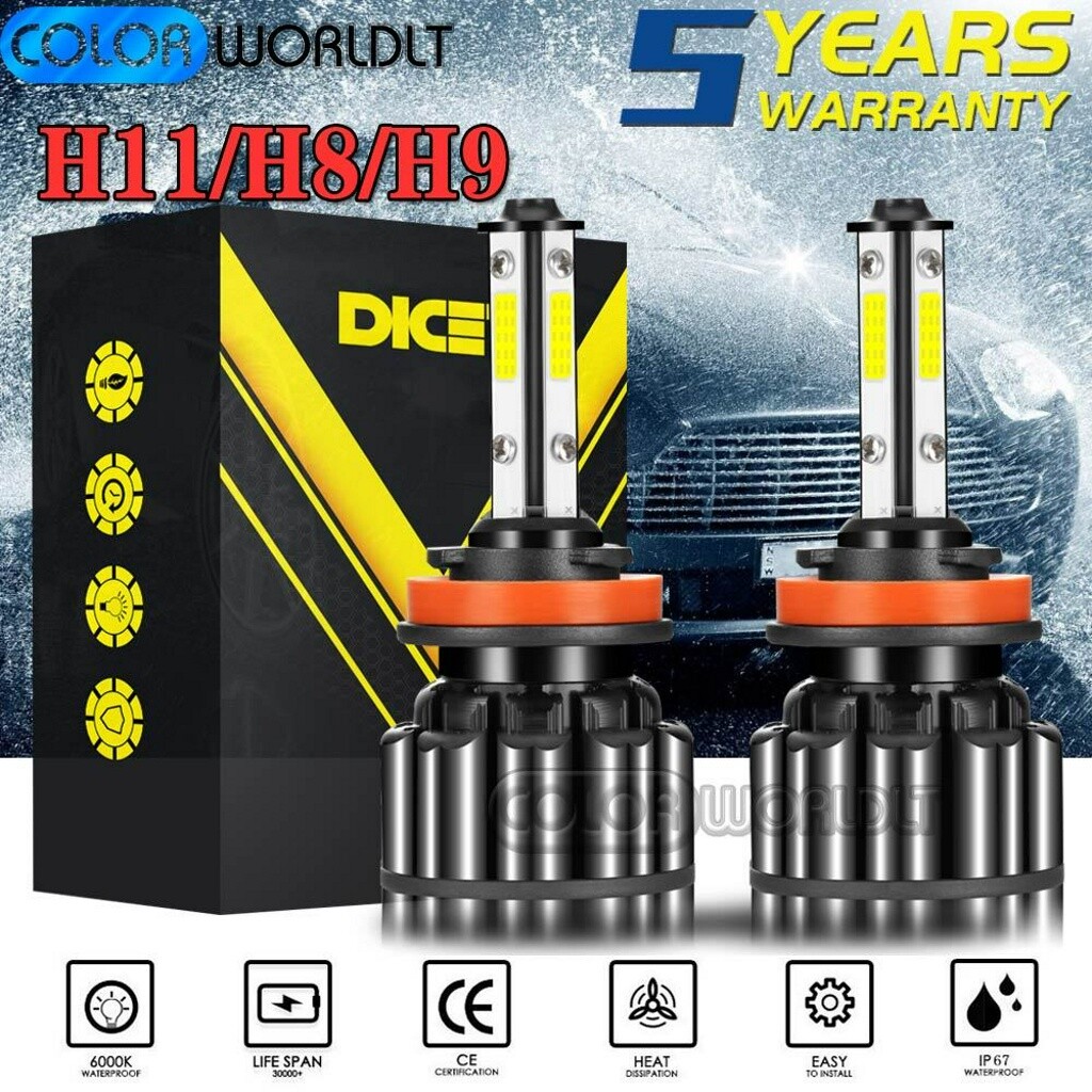 DICEN H11 H8 H9 4Sides LED Headlight Kit High Low Beam Bulb