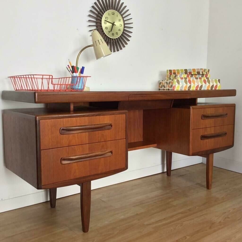 Vintage British Mid Century Modern Teak Fresco Vanity and Mirror by G