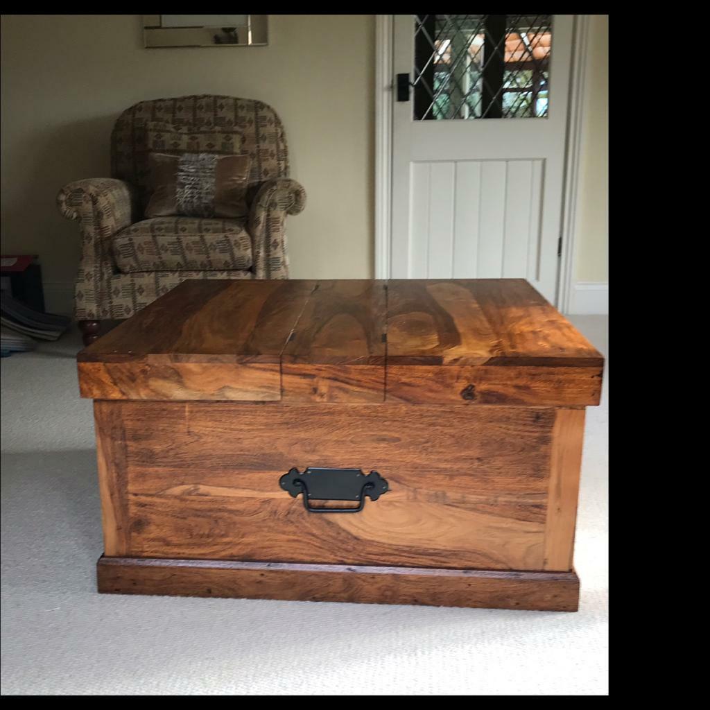 Wooden square chest box. Ideal storage and to use as coffee table. in