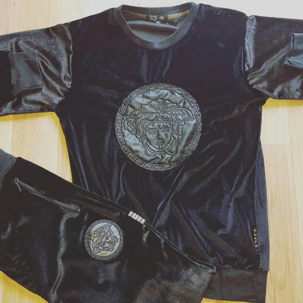versace suede tracksuit