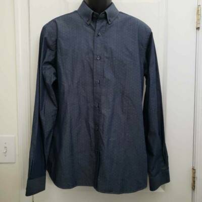 Camofleur Mens Oxford Shirt Blue Tiny Dot Long Sleeve Button D...