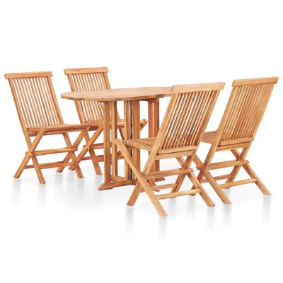 vidaXL Teak Massiv Gartenmöbel 5tlg. Klappbar Sitzgruppe Gartengarnitur