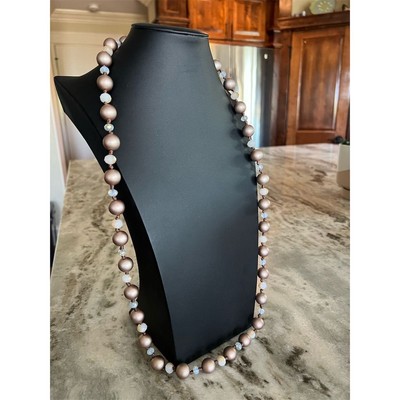 Premier Designs Victorian Style Taupe Round Beaded Necklace