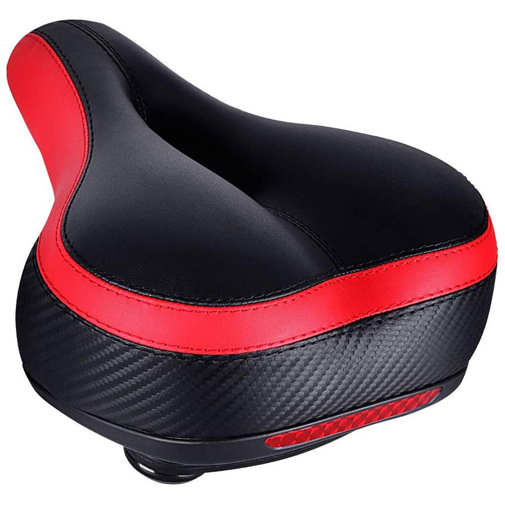 Seat With Taillight Reflector Double Shock Absorber Wide Bike Saddle
