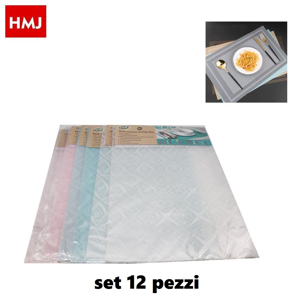 Set 12 Pezzi Tovagliette Tovaglie Colorate 30x40cm Colazione hmj