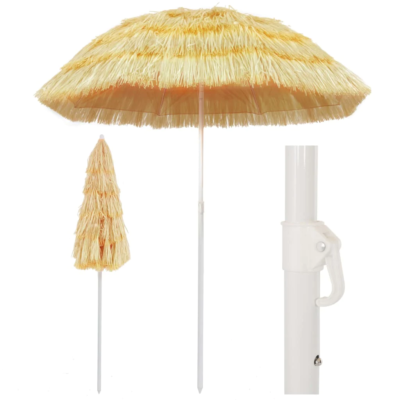 Beach Umbrella Natural Hawaii Style Tilting Tiki Parasol 180 cm vidaXL