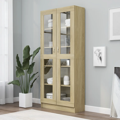 Vitrine Cabinet Sonoma Oak 82.5x30.5x185 cm Engineered Wood
