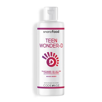 Codeage Liposomal Teen Wonder-D Vegan Vitamin D3, K2, B12 Liquid Drops Nanofood 