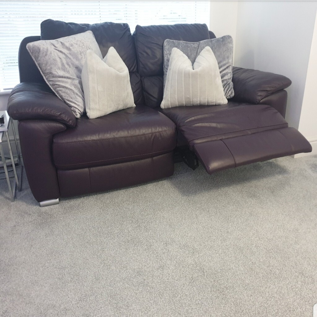 Plum purple leather reclining sofas!! in Dunfermline, Fife Gumtree