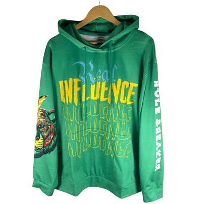 NWT Real Influence Hand Drawn Graphics Hoodie Men s XXL | Streetwear Urban Punk