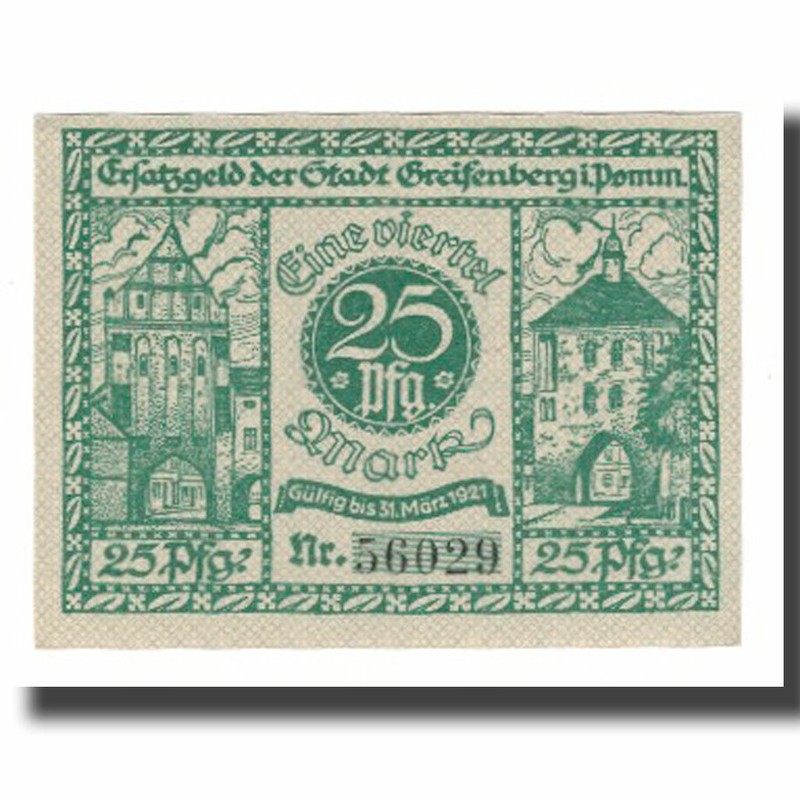 [#668366] Billet, Allemagne, Greifenberg Stadt, 25 Pfennig, Valeur Faciale, 1921