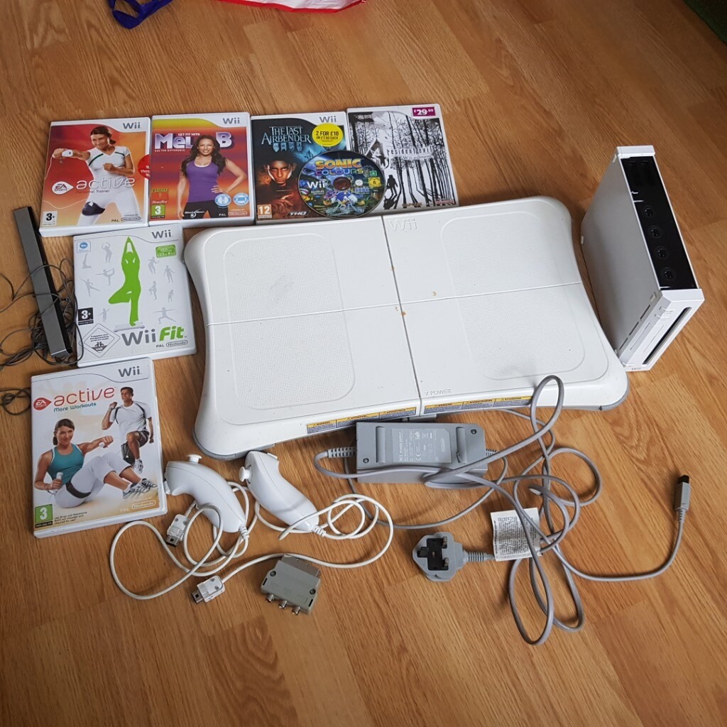 Wii game console with Wii Fit, CDs and accessories in Wembley, London