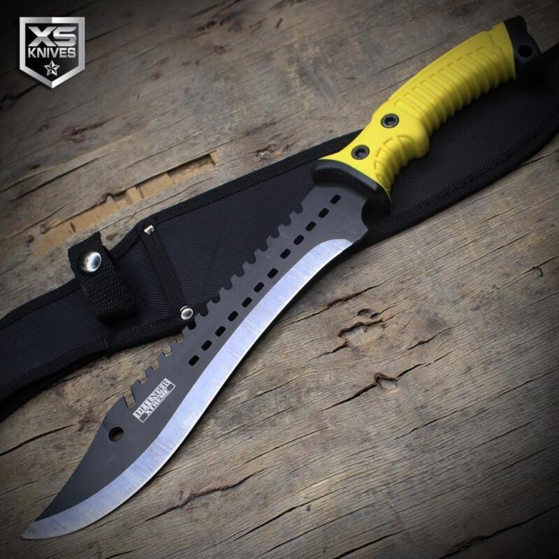 16" Combat Survival Tactical Sawback Hunting Machete Fixed Blade Bowie Knife