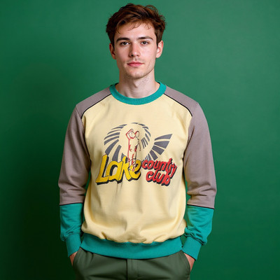 Vintage 80s 90s biege and grey printed Sweatshirt - Size L/XL