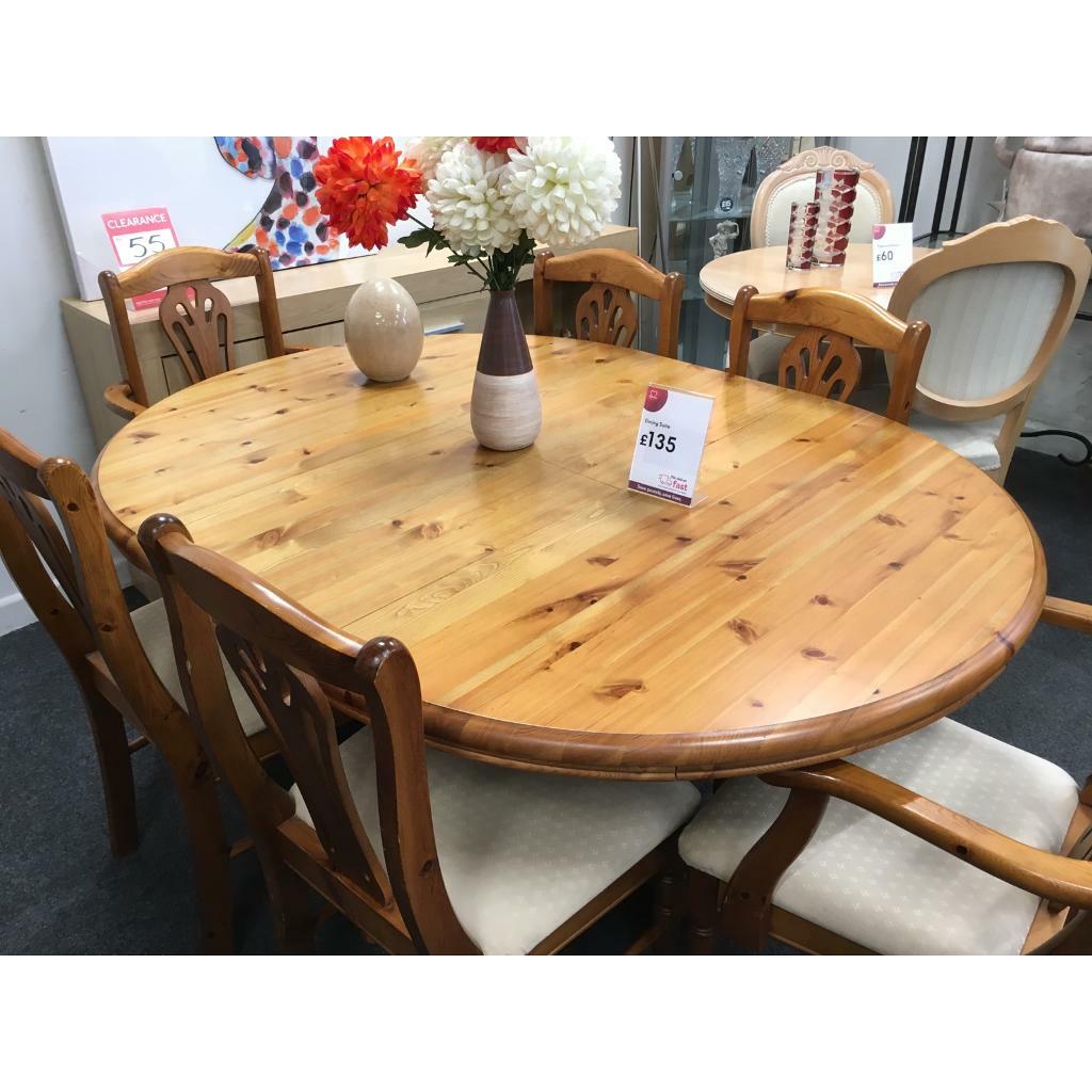 BHF Dudley Pine Dining Table + 6 Chairs in Dudley, West Midlands