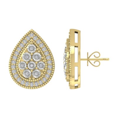 10k Yellow Gold Round Lab Grown Diamond Stud Earrings Gift for Valentine's Day