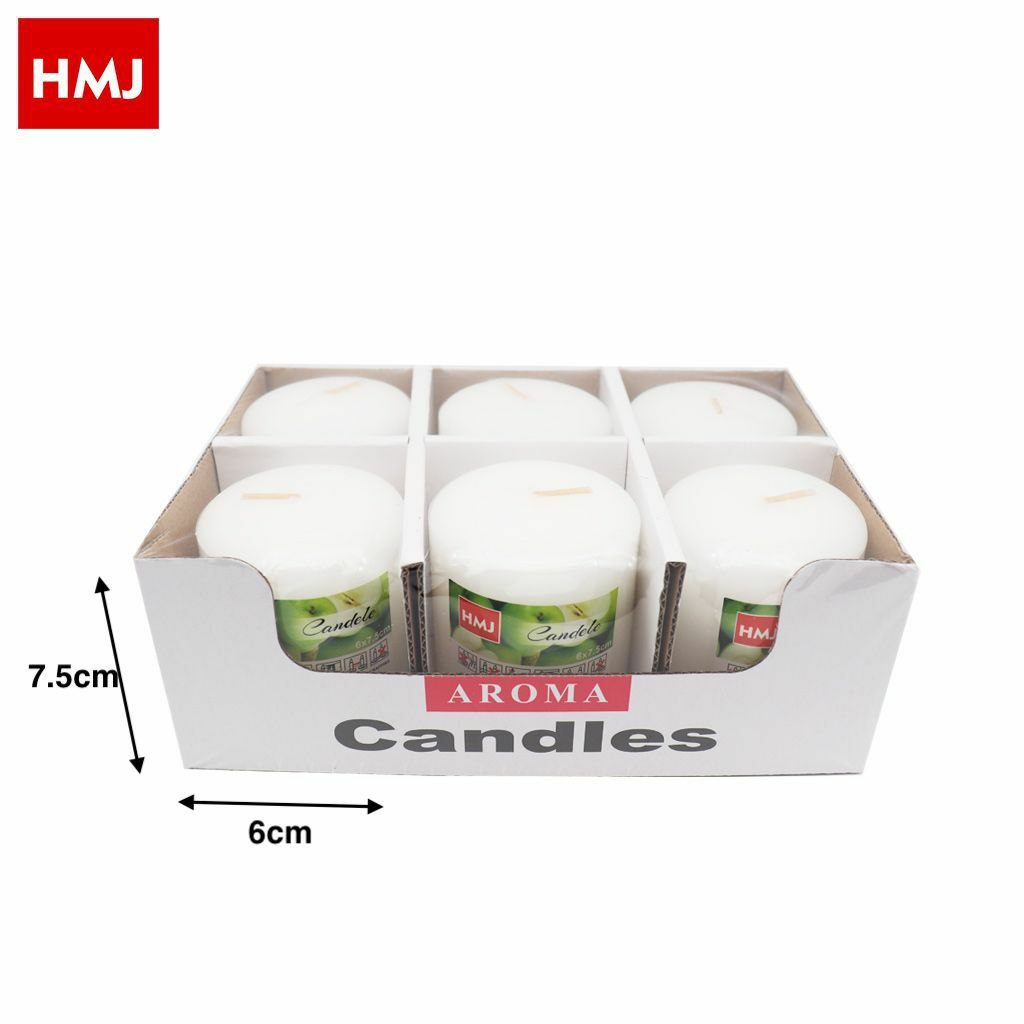 Set 6 Pezzi Candele Cera Profumate Fragranza Bianche 6x7.5cm hmj