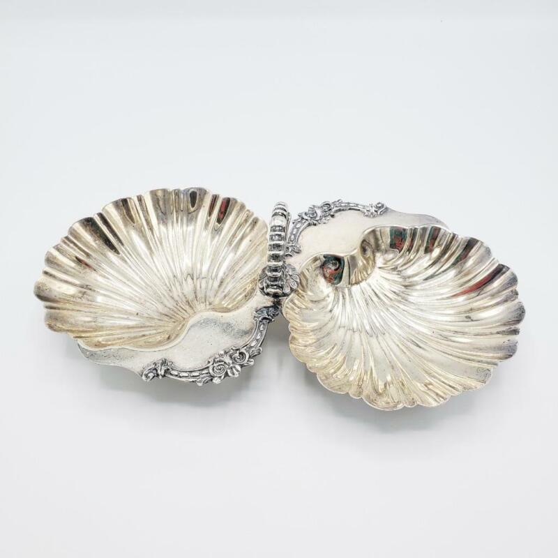 Silver Plated Seafood Condiment Caddy Shells