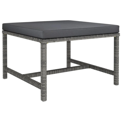 vidaXL Sectional Footrest with Cushion Grey Poly Rattan