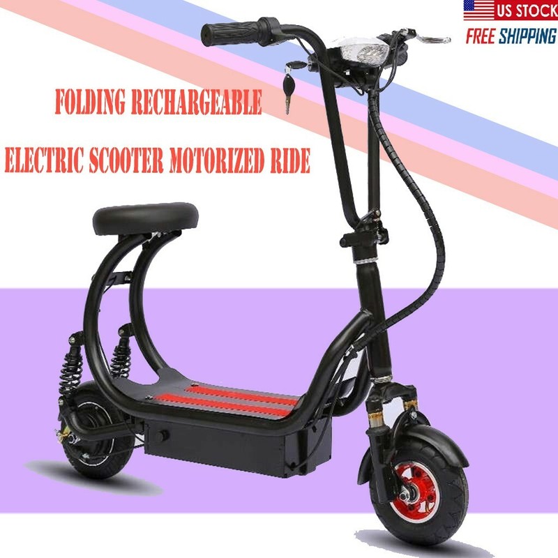Folding Rechargeable Seated Electric Scooter Motorized Ride On Outdoor For Teens