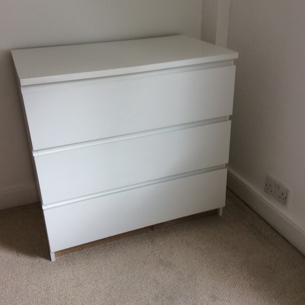 Ikea white chest of 3 drawers, assembled ready to use. in Plaistow, London Gumtree