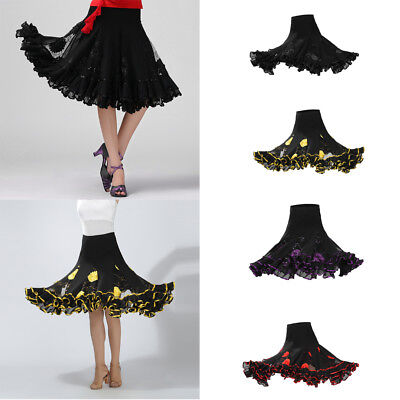 Waltz Flamenco Costume Ballroom Dance Skirt for Women Ladies Practice Skirt