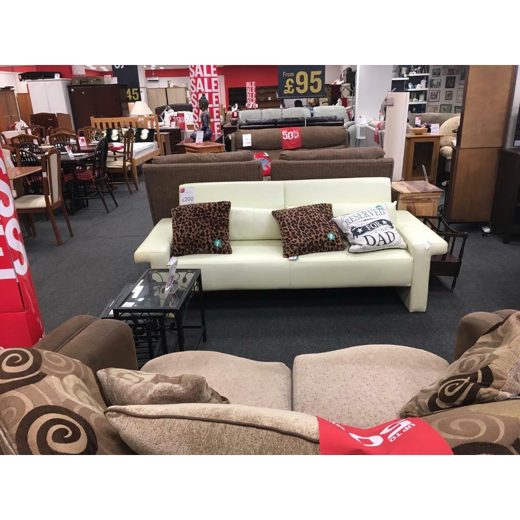 BHF sofa bed cream leather in Lincoln, Lincolnshire Gumtree